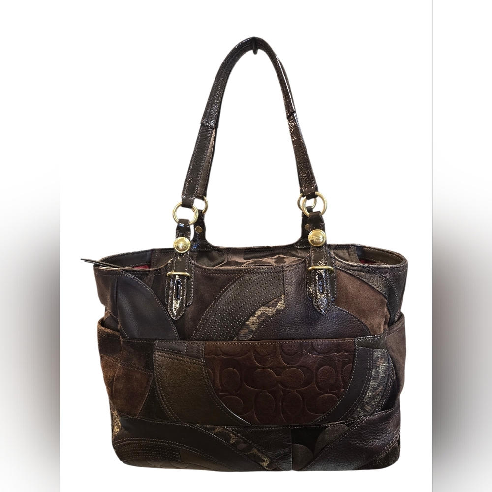 Coach Ocelot Patchwork East-West Tote Bag AND  FREE WRISTLET